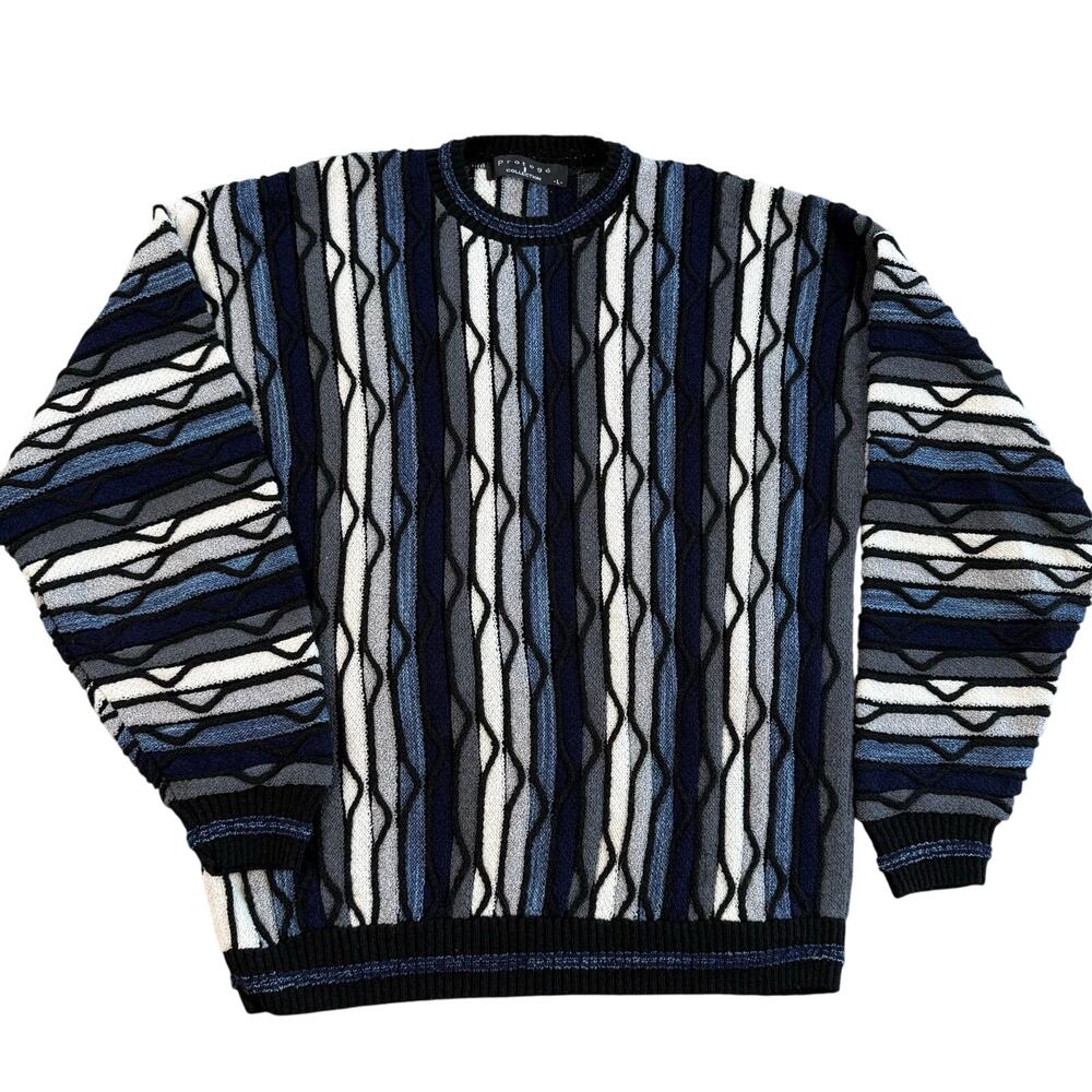 Protege Vintage COOGI-Style 3D Knit Pullover Sweater Mens L Multicolor